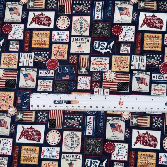 American Freedom Patch Work by Marshall Dry Goods - 1 Yard - Flag, USA, Map 1776 - Picture 3 of 6